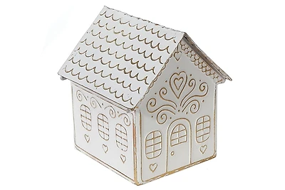 Gold And White Gingerbread Metal House