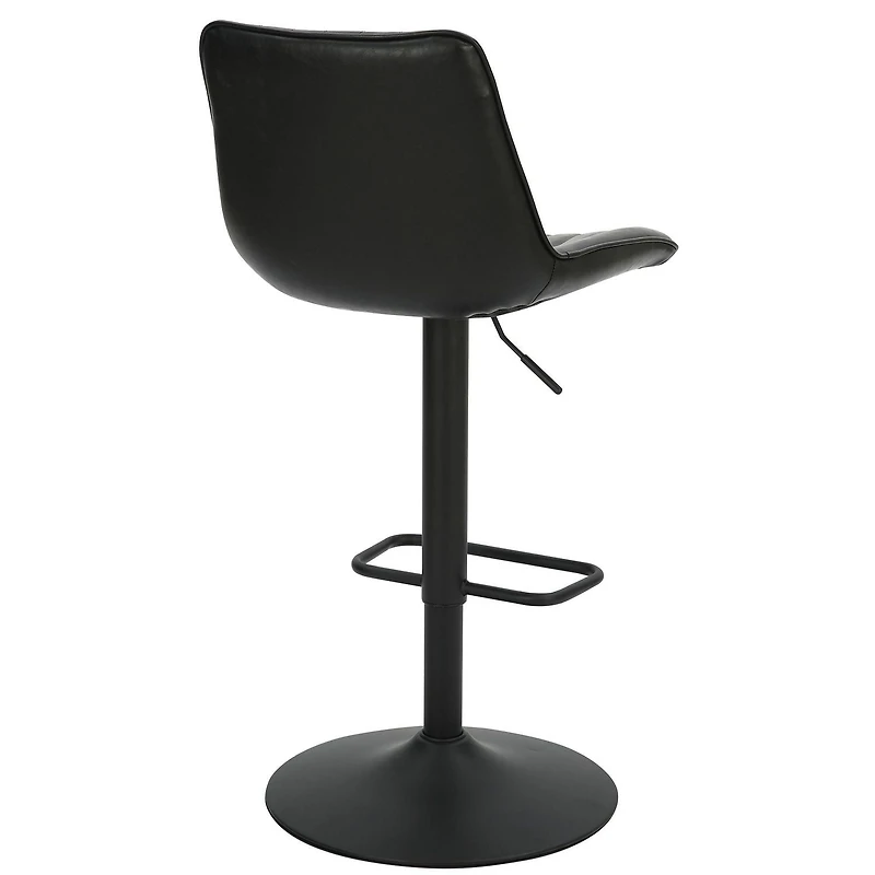 Contemporaine Similicuir et Métal Tabouret avec Vérin à l'Air, Jeu de 2 - Noir et Noir