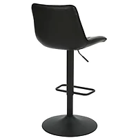 Contemporaine Similicuir et Métal Tabouret avec Vérin à l'Air, Jeu de 2 - Noir et Noir