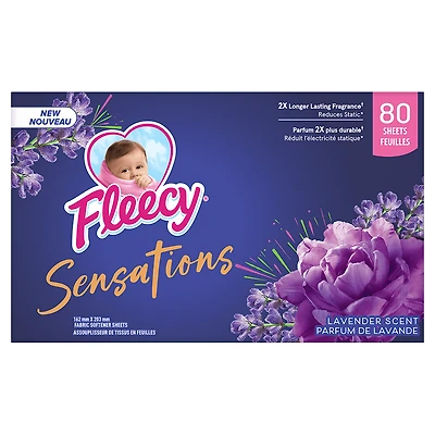Fleecy Sensations Dryer Sheets, Lavender Scent, 80 Sheets