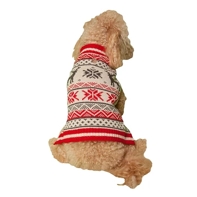 Holiday Time Red Moose Fair Isle Dog Sweater