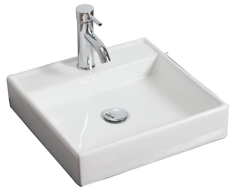 American Imaginations AI- 17,5 pouces Vaisseau blanc de bâti de mur de W pour le perçage de centre de 1 trou