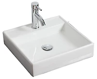American Imaginations AI- 17,5 pouces Vaisseau blanc de bâti de mur de W pour le perçage de centre de 1 trou