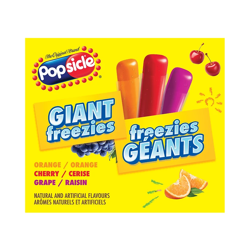 Popsicle Giant Freezies - Orange, Cherry, Grape - 27 x 150 ml, 27 x 150 ml