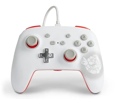 Manette câblée améliorée PowerA pour Nintendo Switch, Mario Blanche