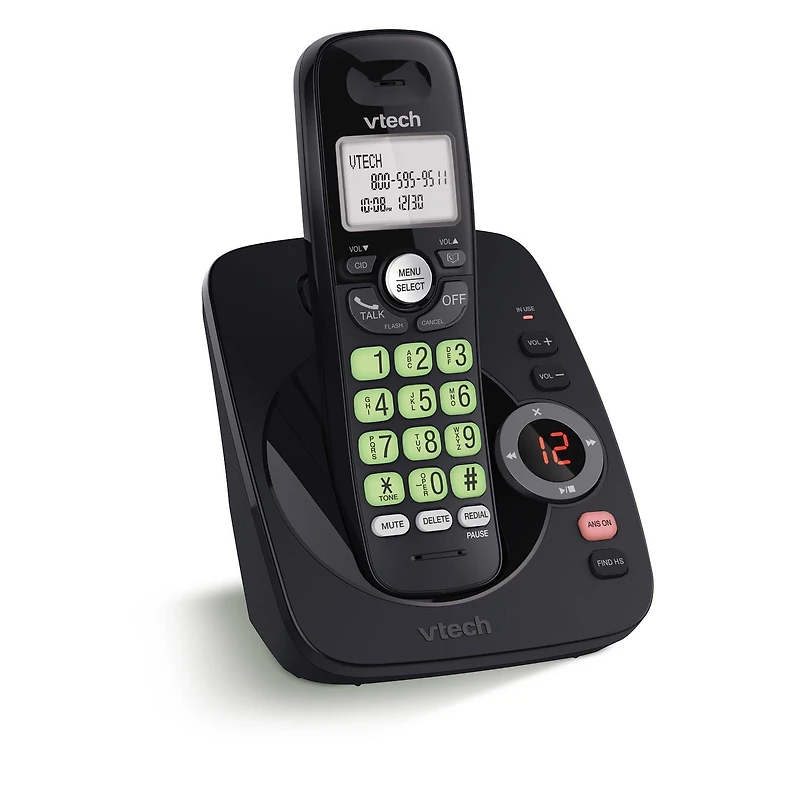 VTech DECT 6.0 Cordless Answering System with Caller ID/Call Waiting, CS6224-11 (Black), CS6224-11