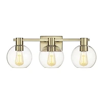 24" 3-Light Matte Brass Vanity Light with Clear Glass Shades<br>