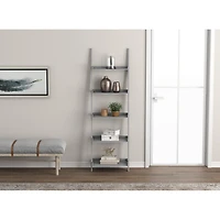 Safdie & Co. Wall Shelf 70H Light Grey 5 Tier With Borders