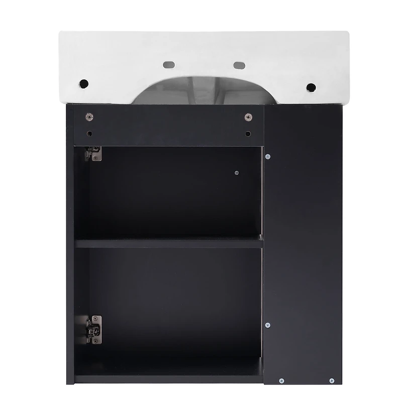 Homy Casa 30 in Onyx Black Kitchen Sideboard with Ceramic Sink
