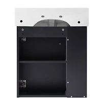 Homy Casa 30 in Onyx Black Kitchen Sideboard with Ceramic Sink