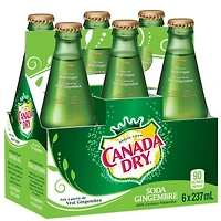 Canada Dry Ginger Ale 237 mL Glass Bottles, 6 Pack, 237 mL
