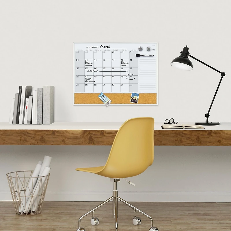 Quartet Tableau effaçable à sec combiné, cadre en aluminium mince, 23 po X 17 po