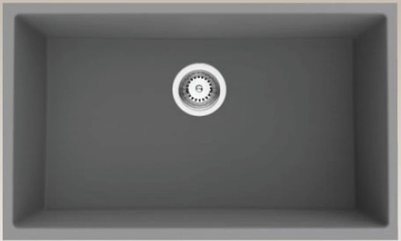 American Imaginations 32 pouces. Évier de cuisine en composite de granit gris approuvé CSA W avec 1 bol