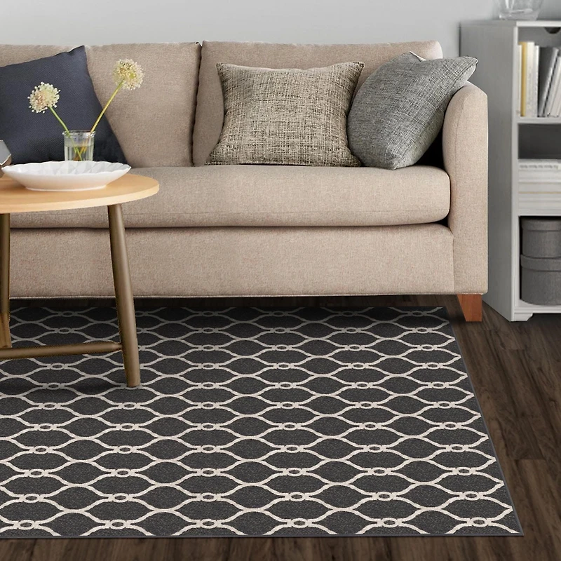 4x6' Sharaya Charcoal Printed Floor Mat