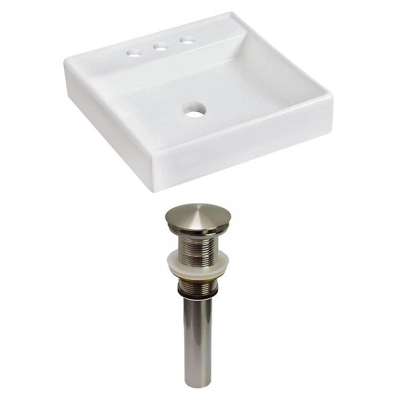 American Imaginations AI-31061 17,5 pouces W Au-dessus du navire blanc de contre pour 3H4-in. Centre de forage