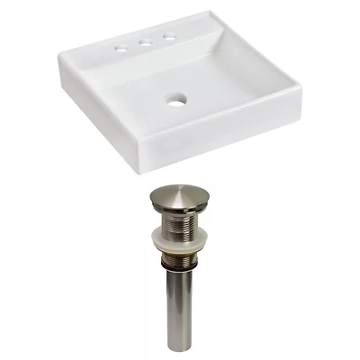 American Imaginations AI-31061 17,5 pouces W Au-dessus du navire blanc de contre pour 3H4-in. Centre de forage