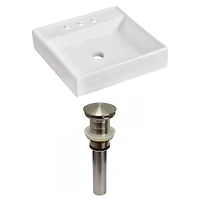 American Imaginations AI-31061 17,5 pouces W Au-dessus du navire blanc de contre pour 3H4-in. Centre de forage