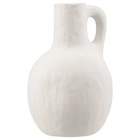 Bouclair Sculptural Handled Jug Vase, Textured Matte White