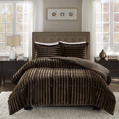 Home Essence York Faux Fur Comforter Set