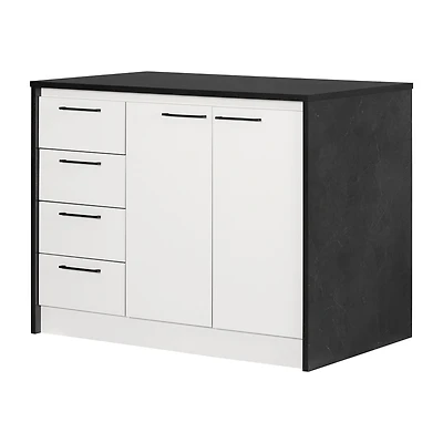 Îlot de cuisine avec rangement, fini Fausse Pierre Noire et Blanc, collection Myro de Meubles South Shore