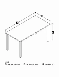 Bestar 30" X 60" Table with Square Metal Legs
