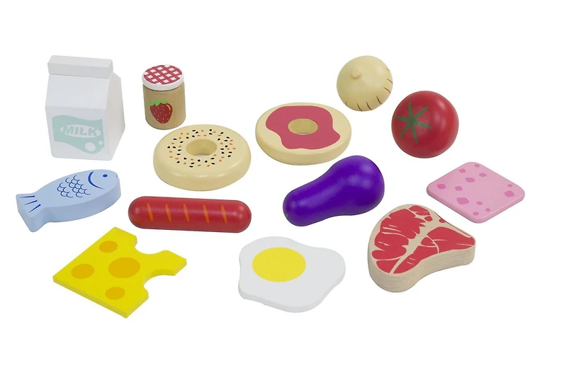 Ensemble d'aliments de jeu en bois