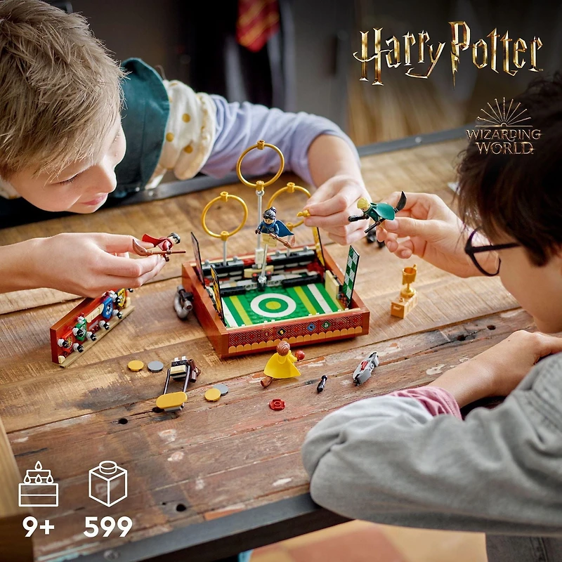 LEGO Harry Potter Quidditch Trunk 76416 Buildable Harry Potter Toy; Birthday Gift Idea for Kids Aged 9+; Open the Buildable Box to Reveal a Quidditch Playing Arena; Includes 4 Customizable Minifigures, Includes 599 Pieces, Ages 9+