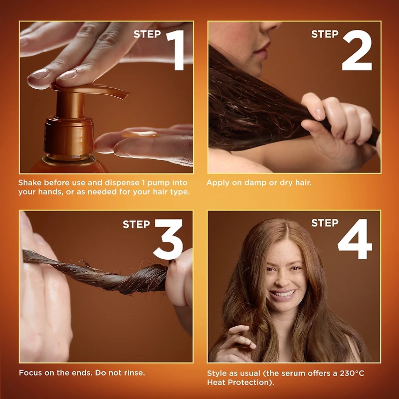 Garnier Whole Blends Hair Honey Sérum Réparateur pour Cheveux Secs et Abîmés, Non collant & non gras, cheveux plus lisses & réduction de pointes fourchues, 150ml Répare les cheveux abîmés