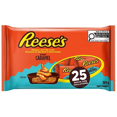 Collations de moules au beurre d'arachides Reese's avec caramel, 25 unités 389 g, 24 paquets Reese avec caramel, 25 unités