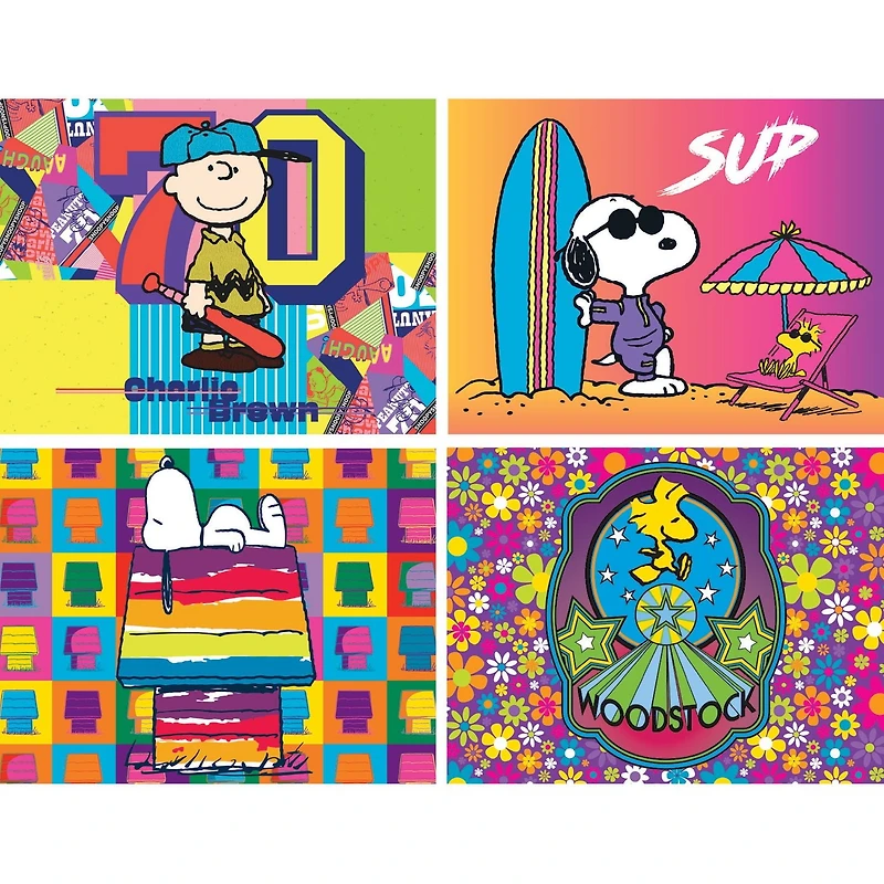 RoseArt - Snack Size 400-Piece - Peanuts - Adult Interlocking Puzzle, 4 assorted 100-pc puzzles