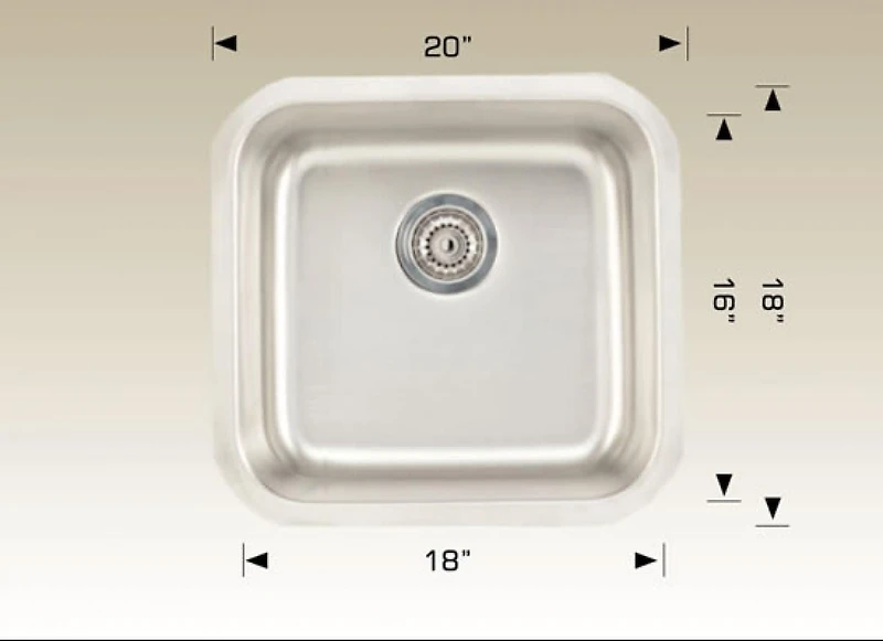 American Imaginations 20-in. W Stainless Steel Kitchen Sink With 1 Bowl And 18 Gauge