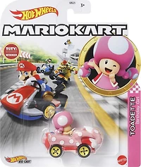 Personnages et karts de Mario Kart Toadette Fille D'Anniversaire véhicule Hot Wheels en métal moulé sous pression à l’échelle 1:64