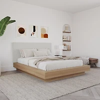 Julian 3 Piece Queen Size Bedroom Set with Platform Bed, Upholstered Headboard and Nightstand