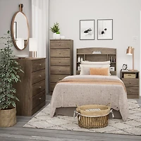 Prepac Commode Astrid à 4 tiroirs, gris vieilli