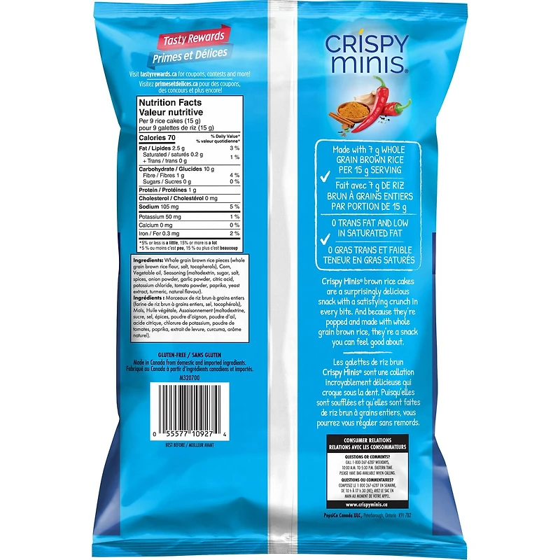 Quaker Crispy Minis galettes de riz brun saveur Masala magique