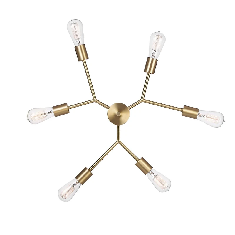 Tetra 6-Light Chandelier, Matte Brass, Adjustable Hanging Height