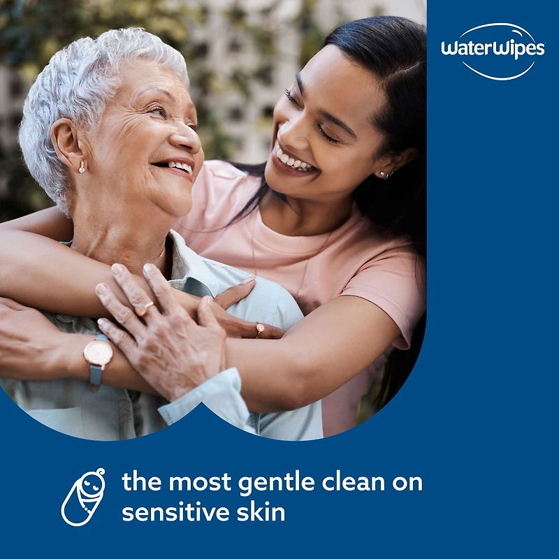WaterWipes Sensitive+ Gentle Clean Wipes, 3-en-1 nettoie, soigne, protège, 99,9 % d'eau, non parfumées