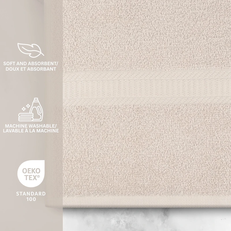 Drap de bain uni Mainstays Basics 100% coton 30x60