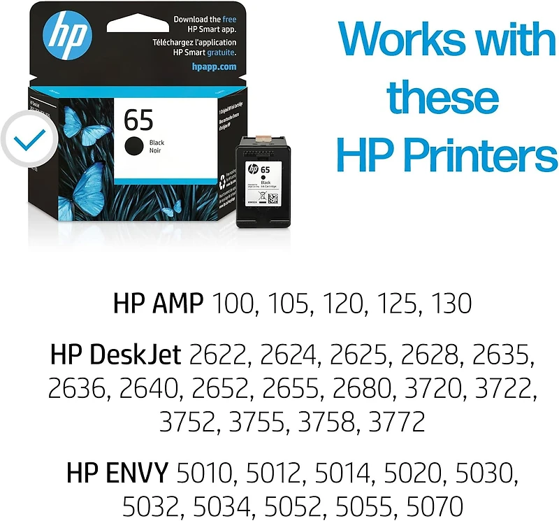 HP 65 Black Original Ink Cartridge (N9K02AN), Black