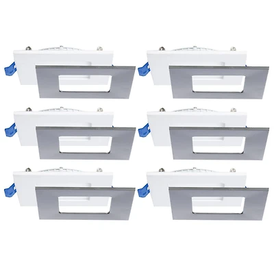 Luminaires encastrés profilés Carrés DEL de 4po, 3000K, Ensemble de 6, Intensité réglable