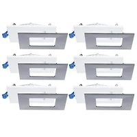 Luminaires encastrés profilés Carrés DEL de 4po, 3000K, Ensemble de 6, Intensité réglable