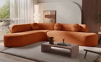Canapé d'angle extra large Noble House 122'', revêtement en tissu doux, design incurvé élégant, orange