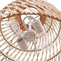 Lustre Galen à 2 ampoules avec abat-jour en bambou et en rotin naturels