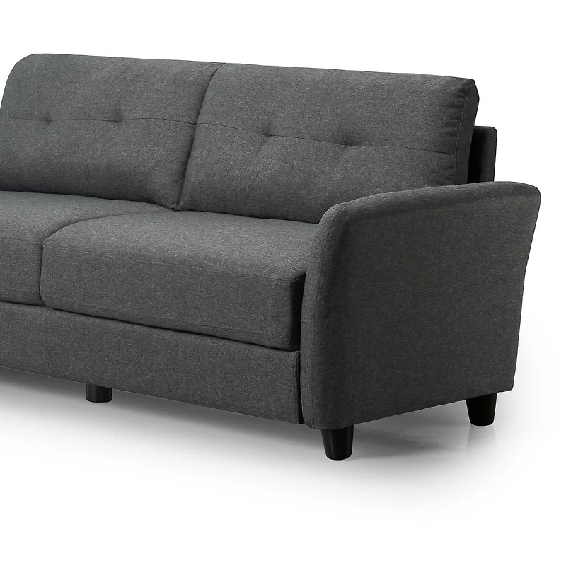 Zinus Ricardo 3-Seat Upholstered Sofa Couch with Tufted Cushions, Dark Grey