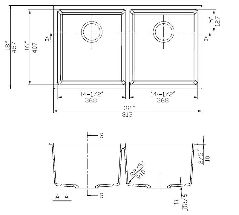 American Imaginations -in. W CSA Approved Granite Composite Kitchen Sink With Bowl AI