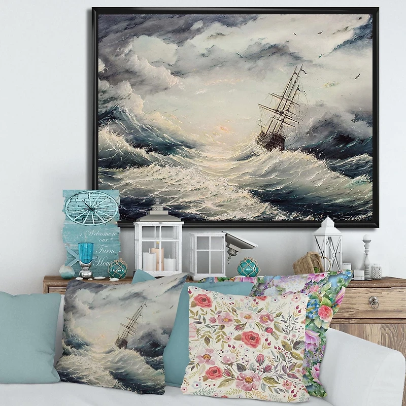 Designart Lutte avec les éléments ART MURAL À CADRE FLOTTÉ