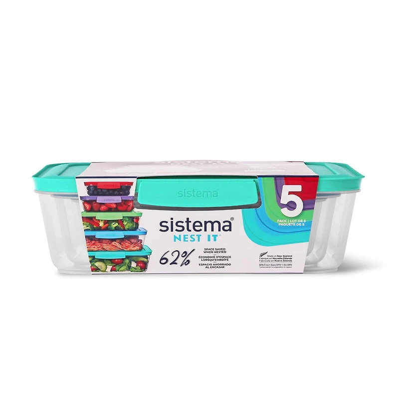 Sistema Nest It Food Storage Containers with Lids, 5-Pack, 5-Pack