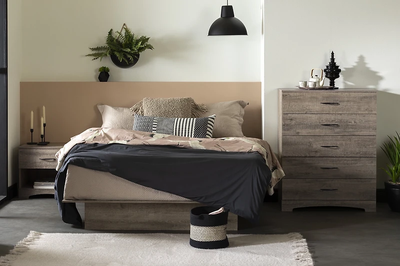 South Shore Step One 1-Drawer Nightstand - End Table with Storage for Adult, in Weathered Oak