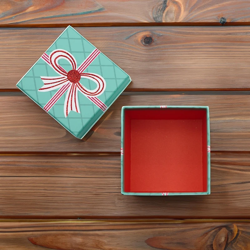 Small Christmas Gnomes Cube Holiday Gift Box with Lid, 3" x 3" x 3" (1 Count), by Holiday Time, Gnomes Cube Gift Box