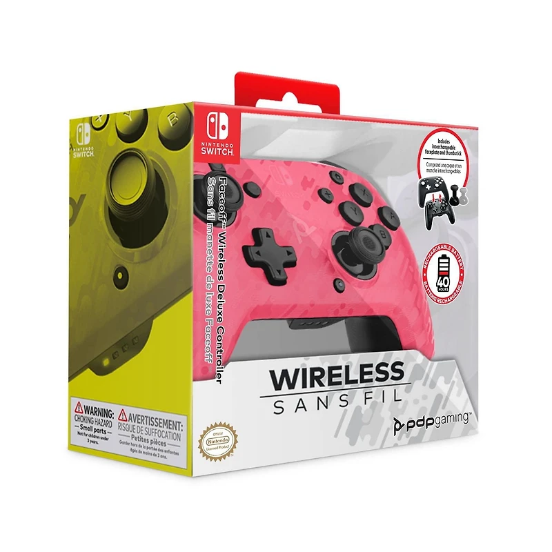 PDP Faceoff™ Wireless Deluxe Controller: Pink Camo Nintendo Switch